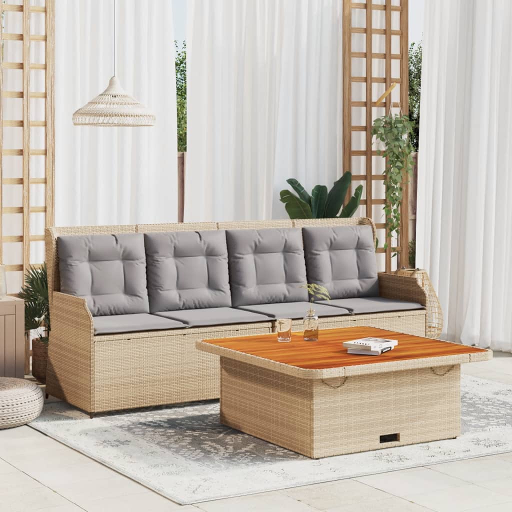 3-delige Loungeset met kussens poly rattan beige is nu te koop bij PeponiXL, paradijselijk wonen!