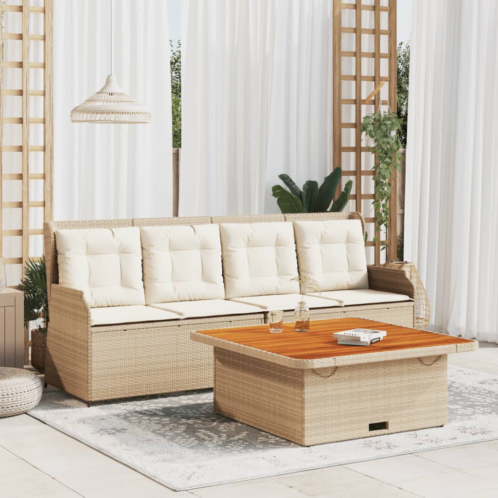 3-delige Loungeset met kussens poly rattan beige is nu te koop bij PeponiXL, paradijselijk wonen!