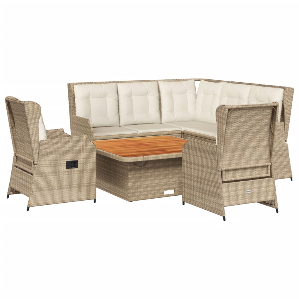 6-delige Loungeset met kussens poly rattan beige is nu te koop bij PeponiXL, paradijselijk wonen!