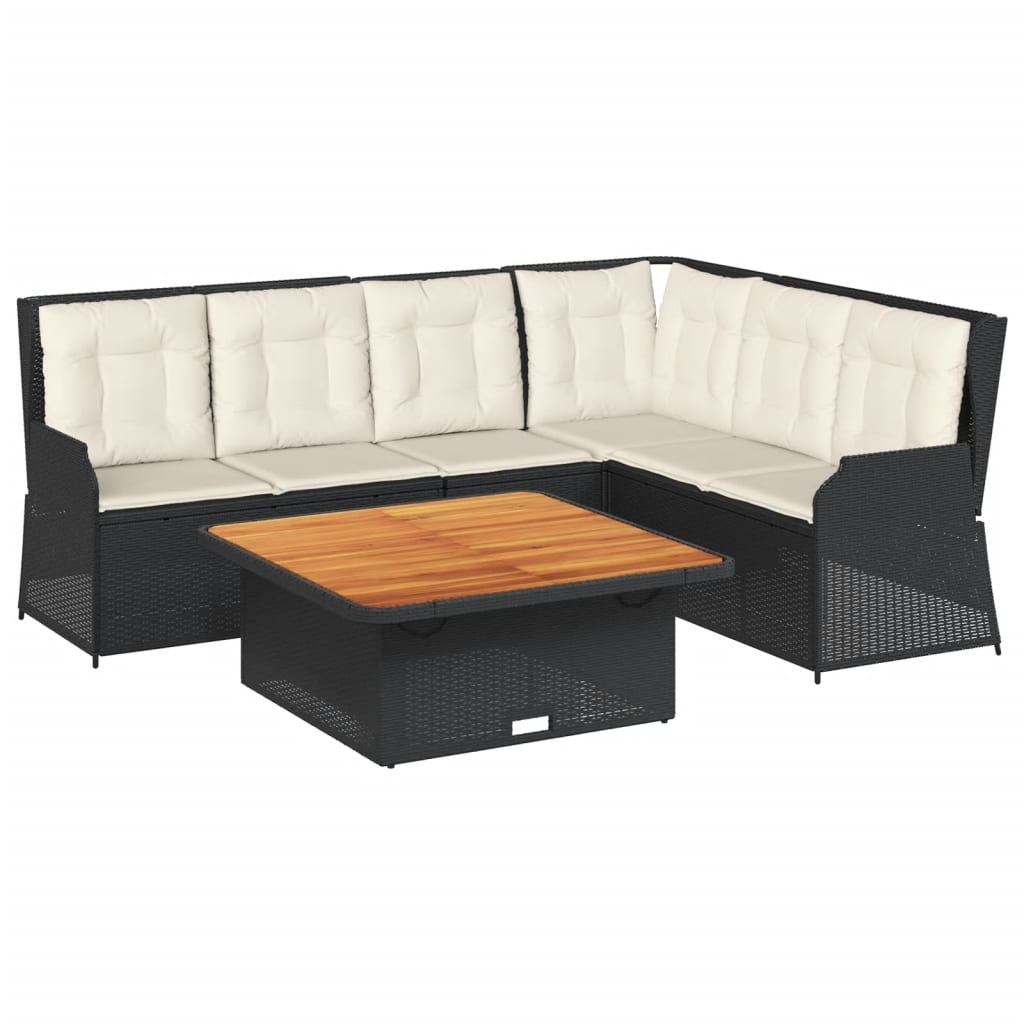 5-delige Loungeset met kussens poly rattan zwart is nu te koop bij PeponiXL, paradijselijk wonen!