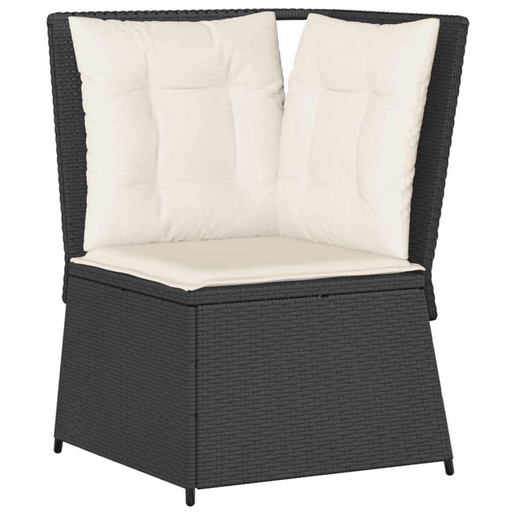 5-delige Loungeset met kussens poly rattan zwart is nu te koop bij PeponiXL, paradijselijk wonen!