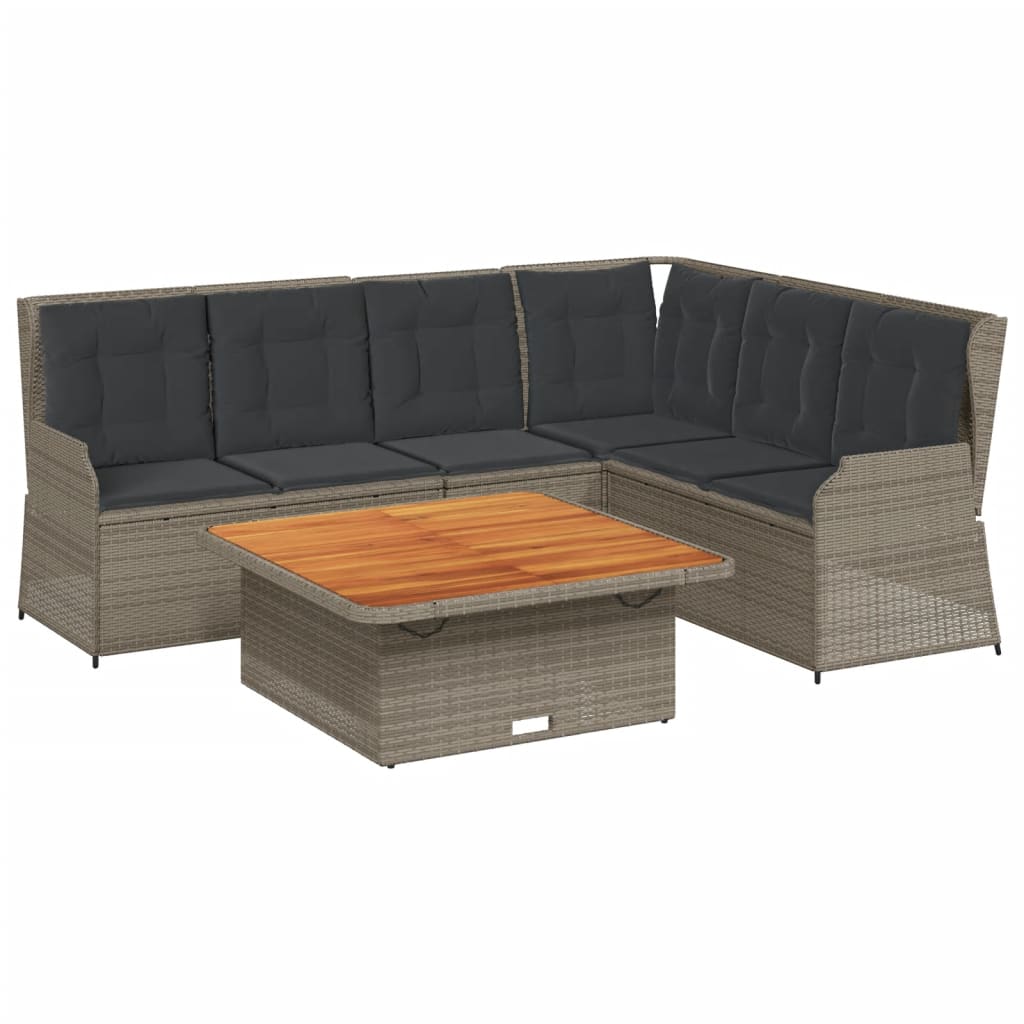 5-delige Loungeset met kussens poly rattan grijs is nu te koop bij PeponiXL, paradijselijk wonen!