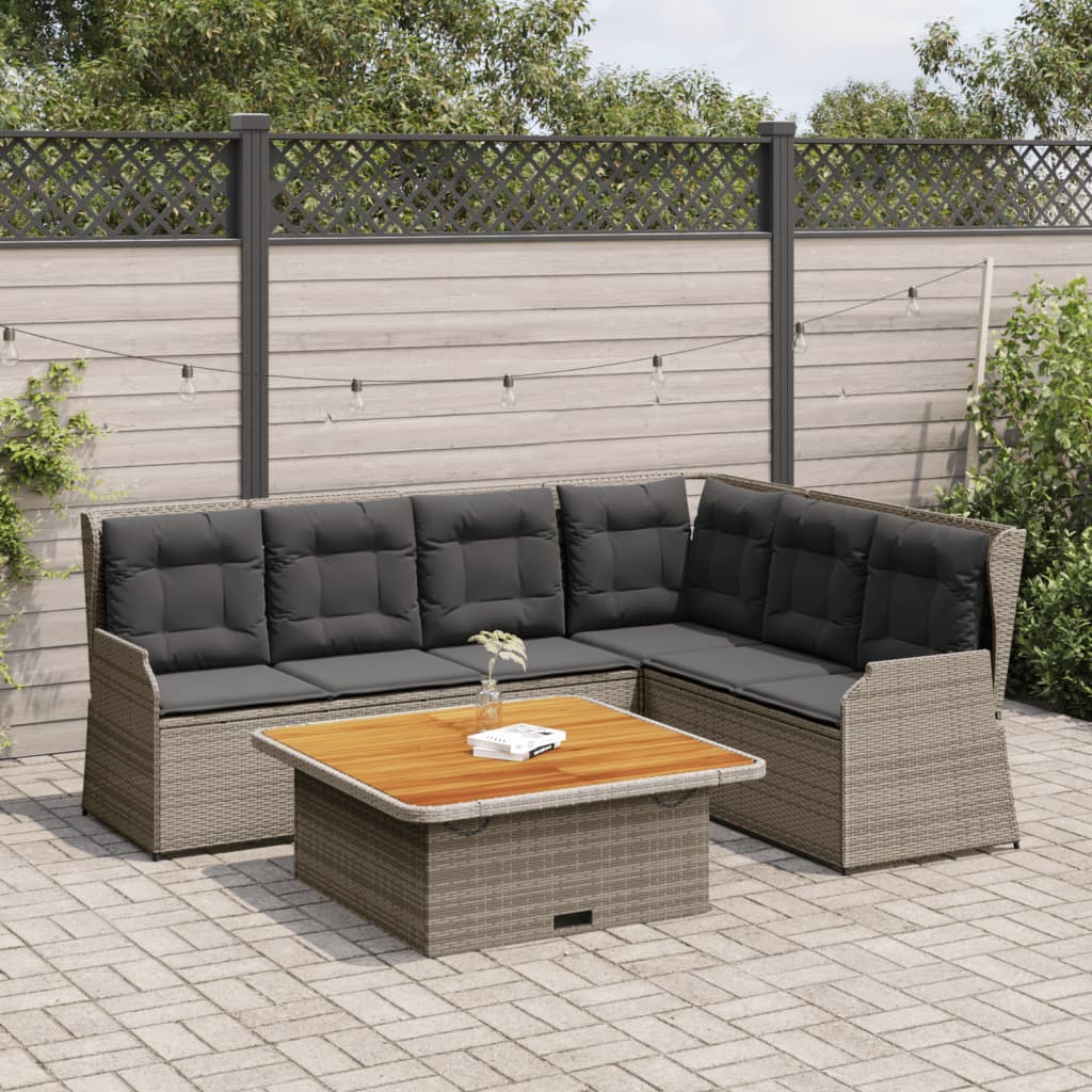 5-delige Loungeset met kussens poly rattan grijs is nu te koop bij PeponiXL, paradijselijk wonen!
