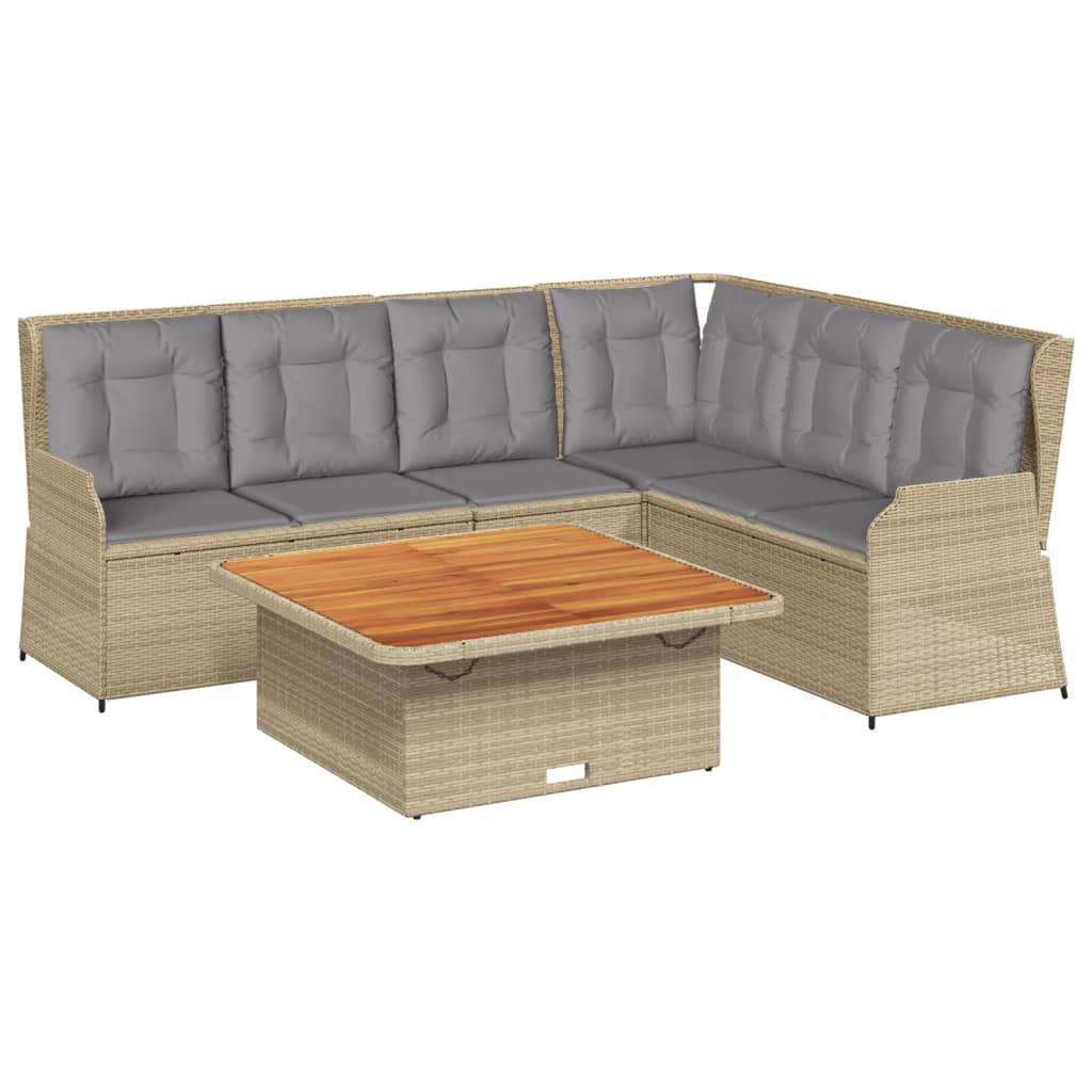 5-delige Loungeset met kussens poly rattan beige is nu te koop bij PeponiXL, paradijselijk wonen!