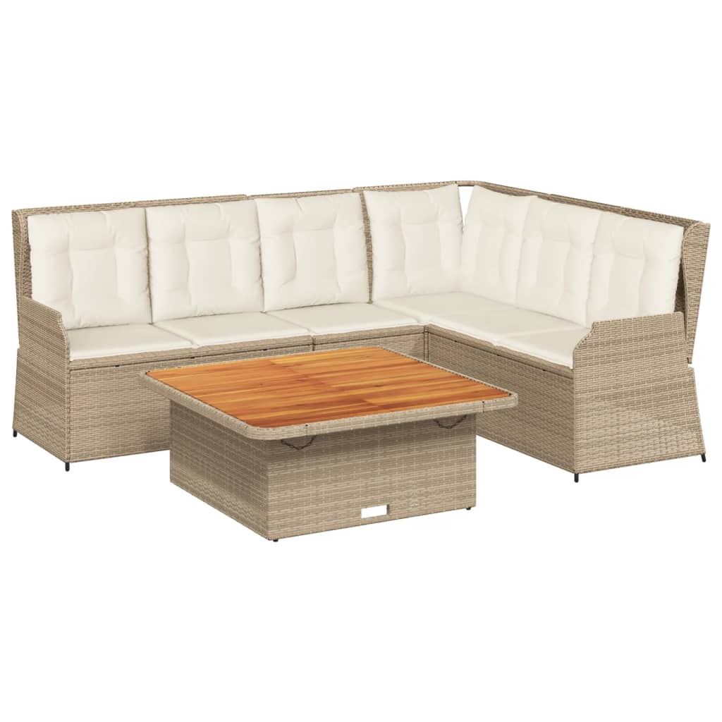 5-delige Loungeset met kussens poly rattan beige is nu te koop bij PeponiXL, paradijselijk wonen!