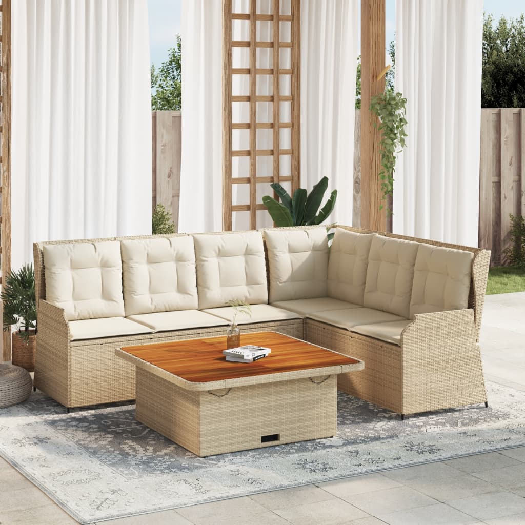 5-delige Loungeset met kussens poly rattan beige is nu te koop bij PeponiXL, paradijselijk wonen!