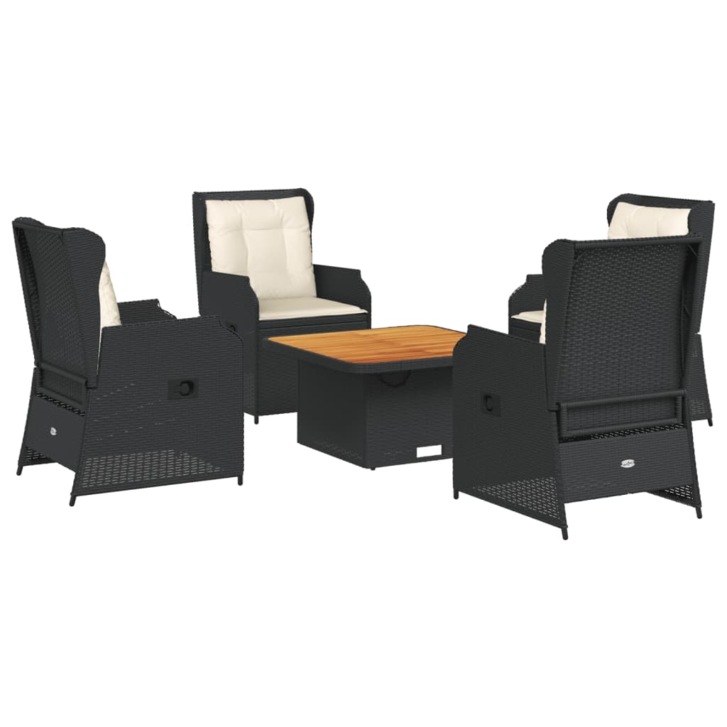 5-delige Loungeset met kussens poly rattan zwart is nu te koop bij PeponiXL, paradijselijk wonen!
