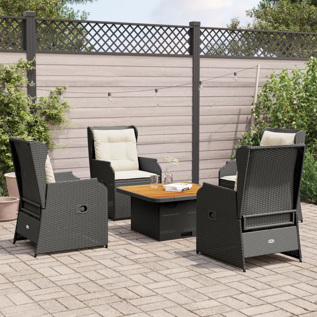 5-delige Loungeset met kussens poly rattan zwart is nu te koop bij PeponiXL, paradijselijk wonen!