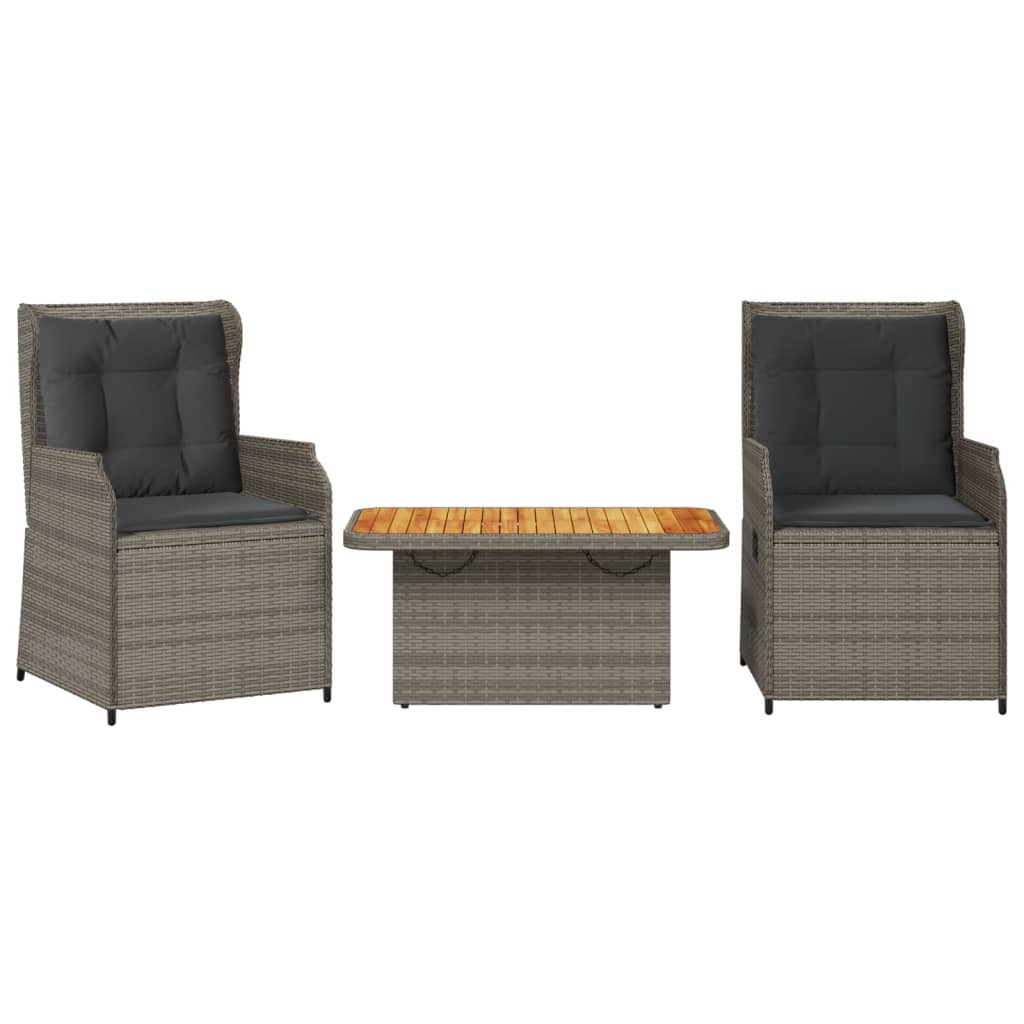 3-delige Loungeset met kussens poly rattan grijs is nu te koop bij PeponiXL, paradijselijk wonen!