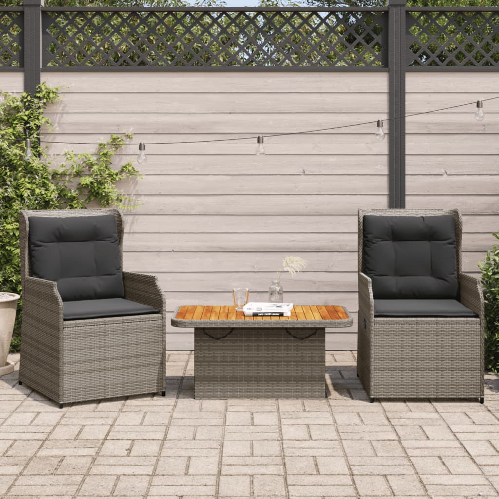 3-delige Loungeset met kussens poly rattan grijs is nu te koop bij PeponiXL, paradijselijk wonen!