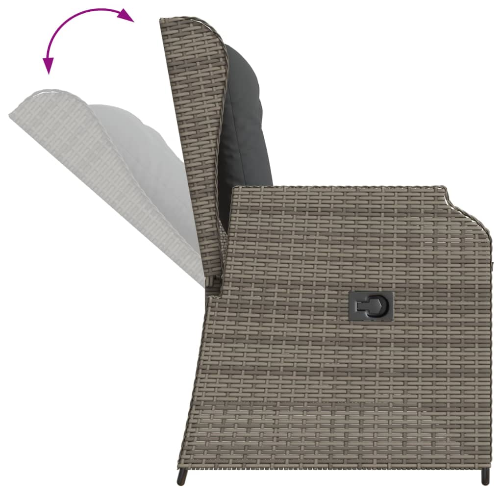 3-delige Loungeset met kussens poly rattan grijs is nu te koop bij PeponiXL, paradijselijk wonen!