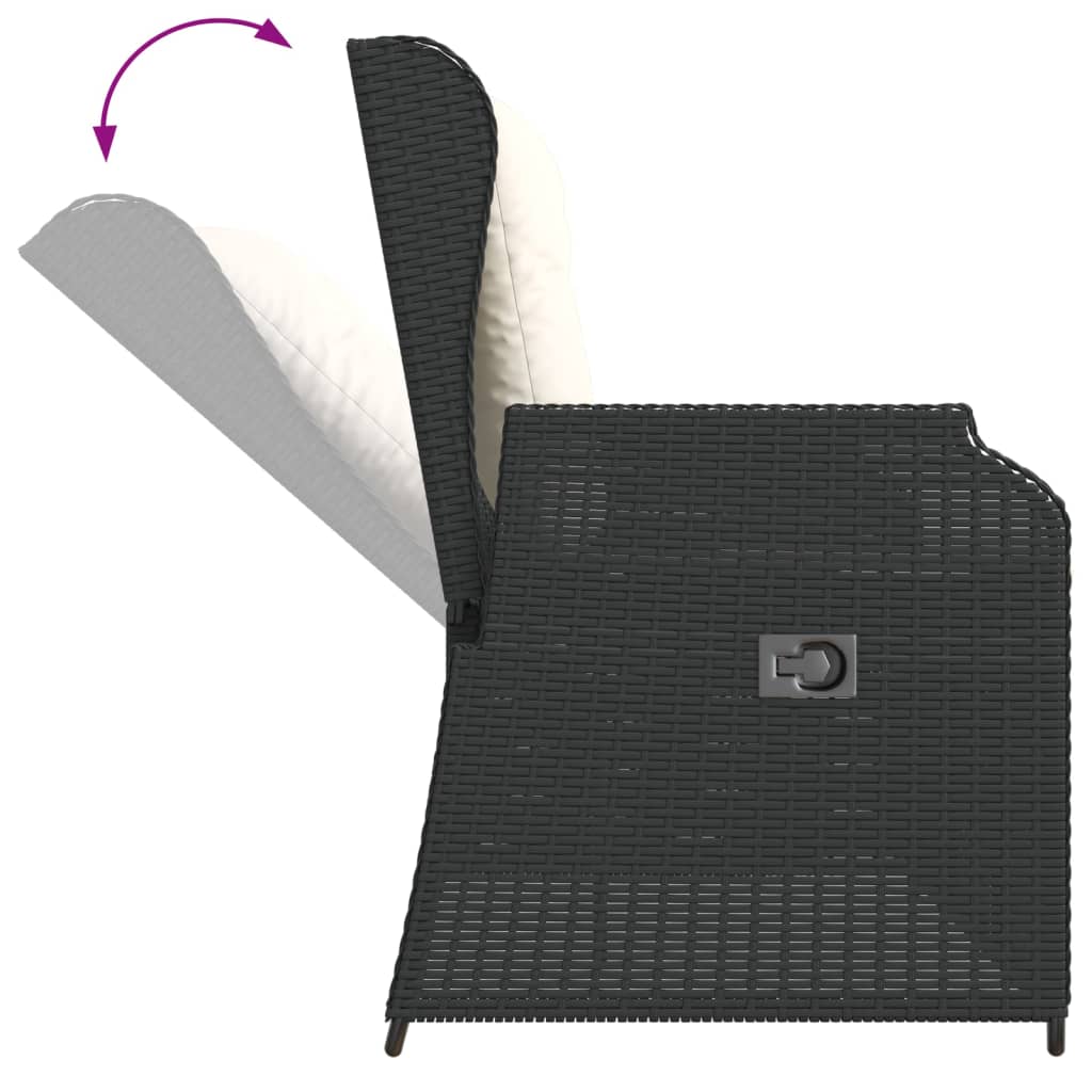3-delige Loungeset met kussens poly rattan zwart is nu te koop bij PeponiXL, paradijselijk wonen!