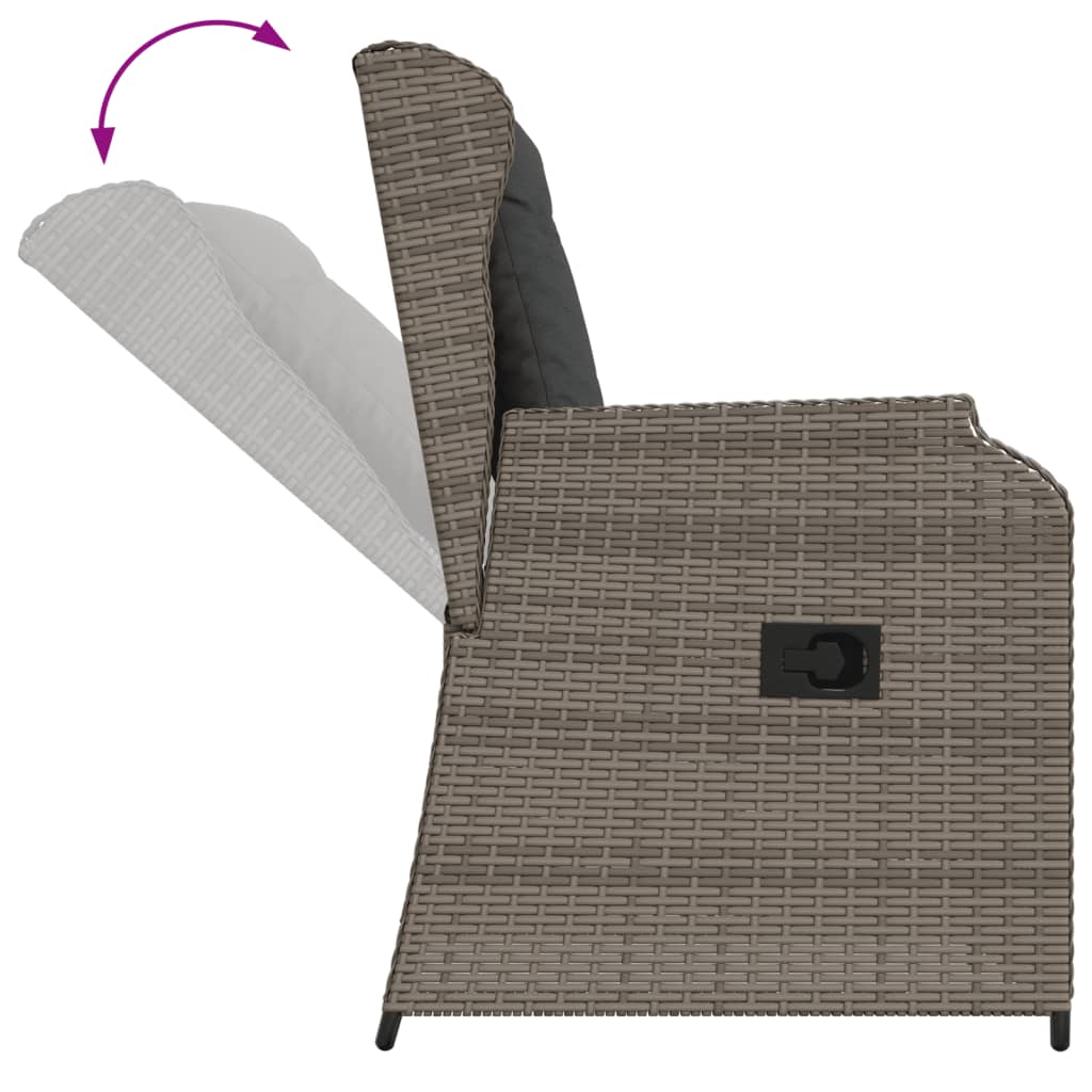 3-delige Loungeset met kussens poly rattan grijs is nu te koop bij PeponiXL, paradijselijk wonen!