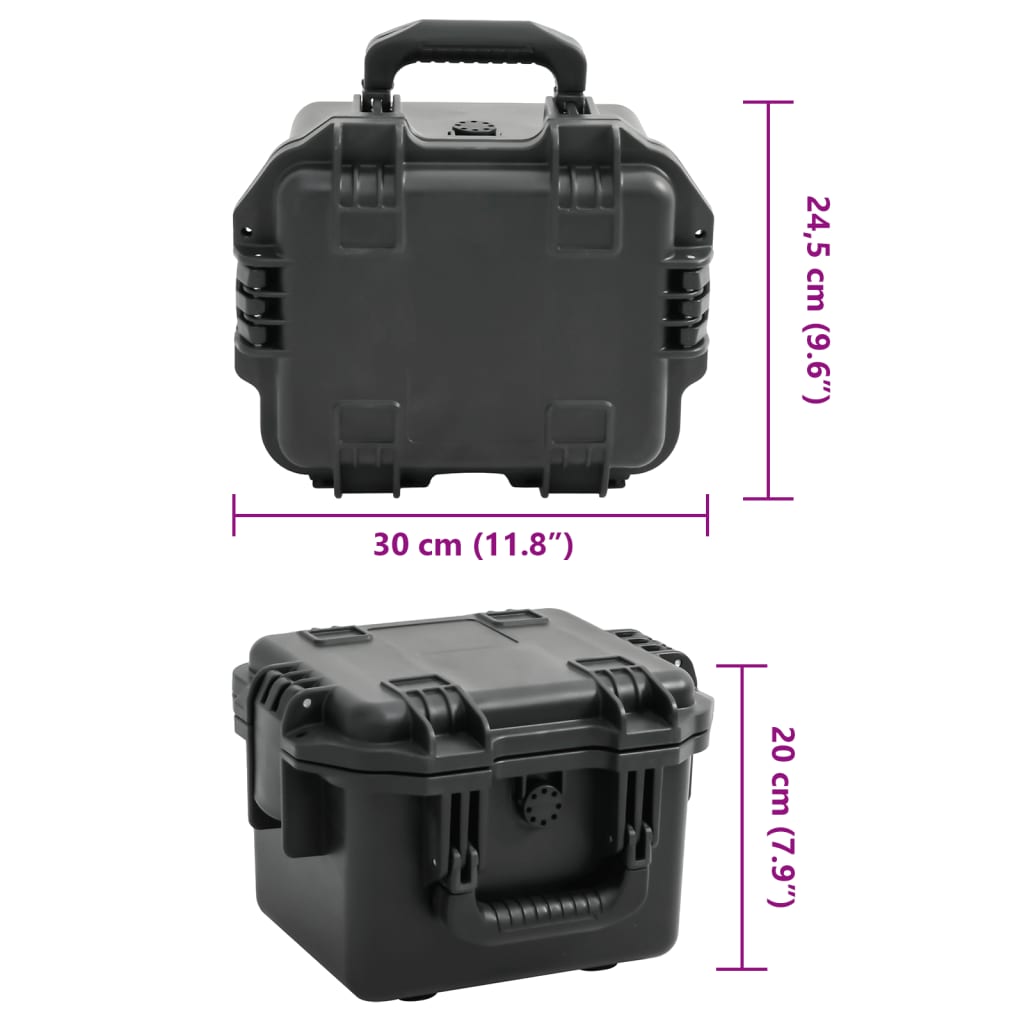 Flightcase draagbaar 30x24,5x20 cm PP zwart is nu te koop bij PeponiXL, paradijselijk wonen!