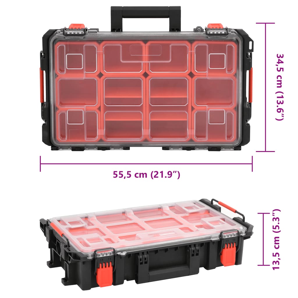 Flightcase draagbaar 55,5x34,5x13,5 cm PP zwart is nu te koop bij PeponiXL, paradijselijk wonen!
