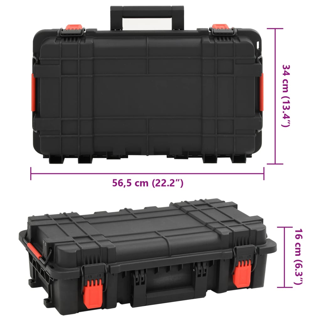 Flightcase draagbaar 56,5x34x16 cm PP zwart is nu te koop bij PeponiXL, paradijselijk wonen!