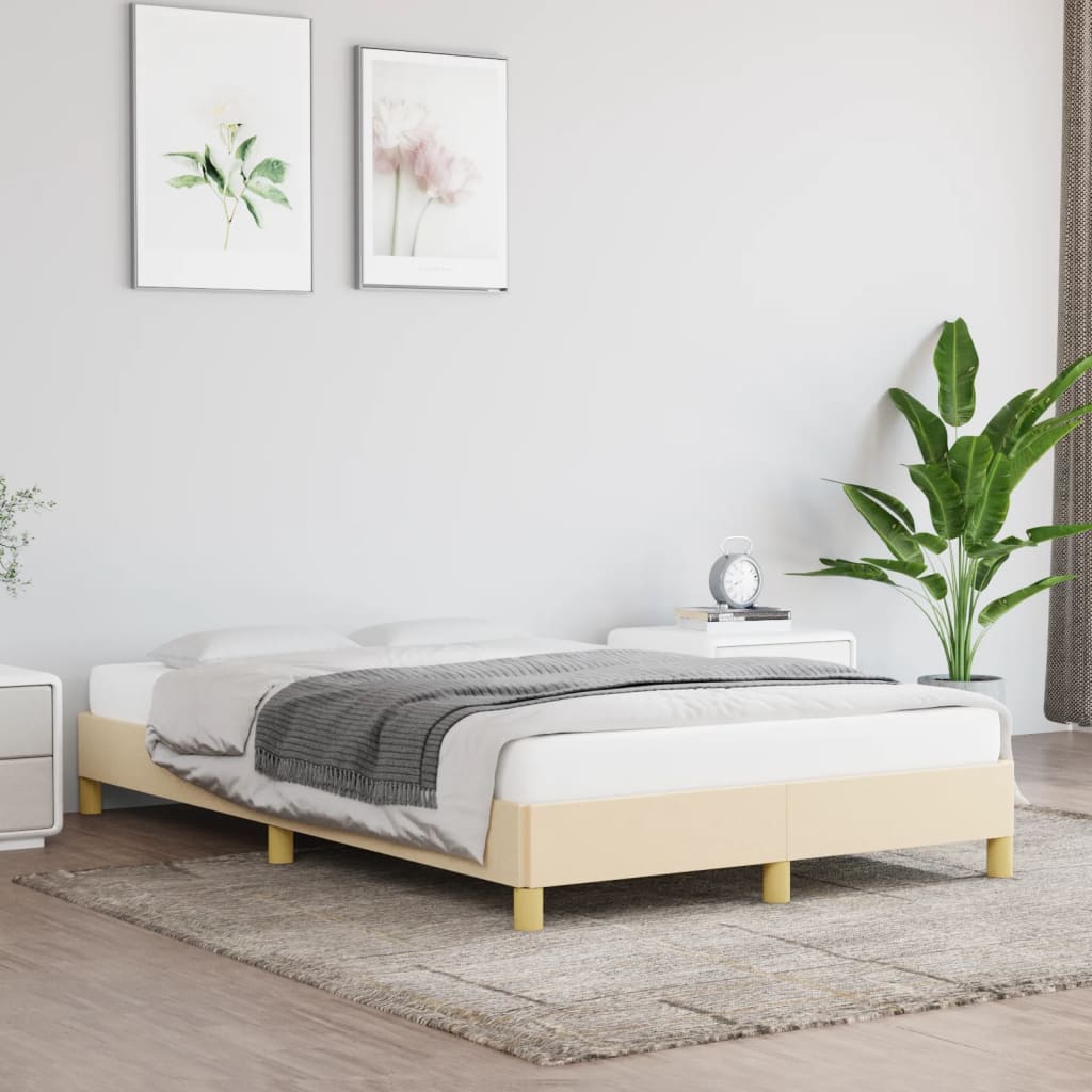 Bedframe zonder matras 120x190 cm stof crèmekleurig is nu te koop bij PeponiXL, paradijselijk wonen!