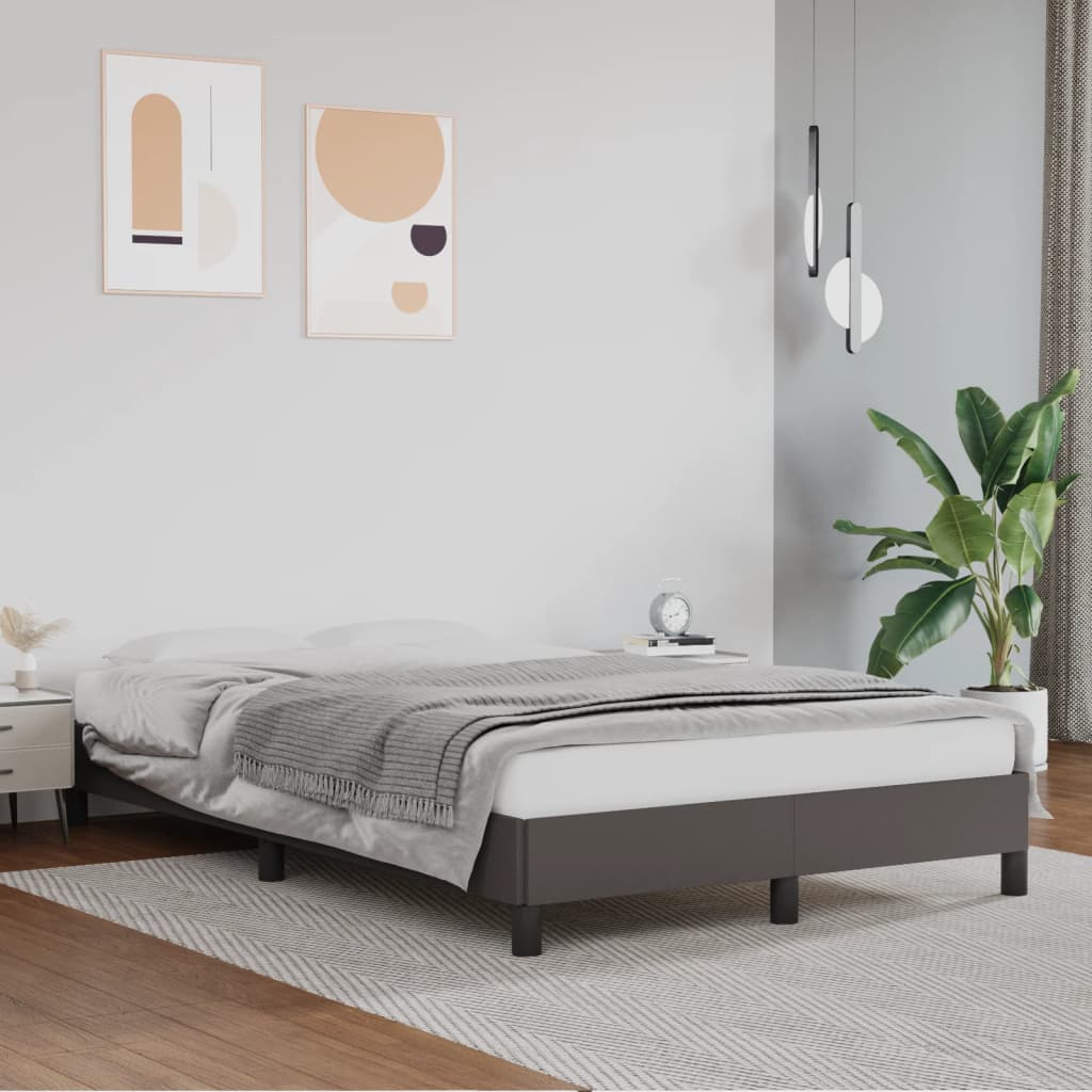 Bedframe zonder matras 120x190 cm kunstleer grijs is nu te koop bij PeponiXL, paradijselijk wonen!
