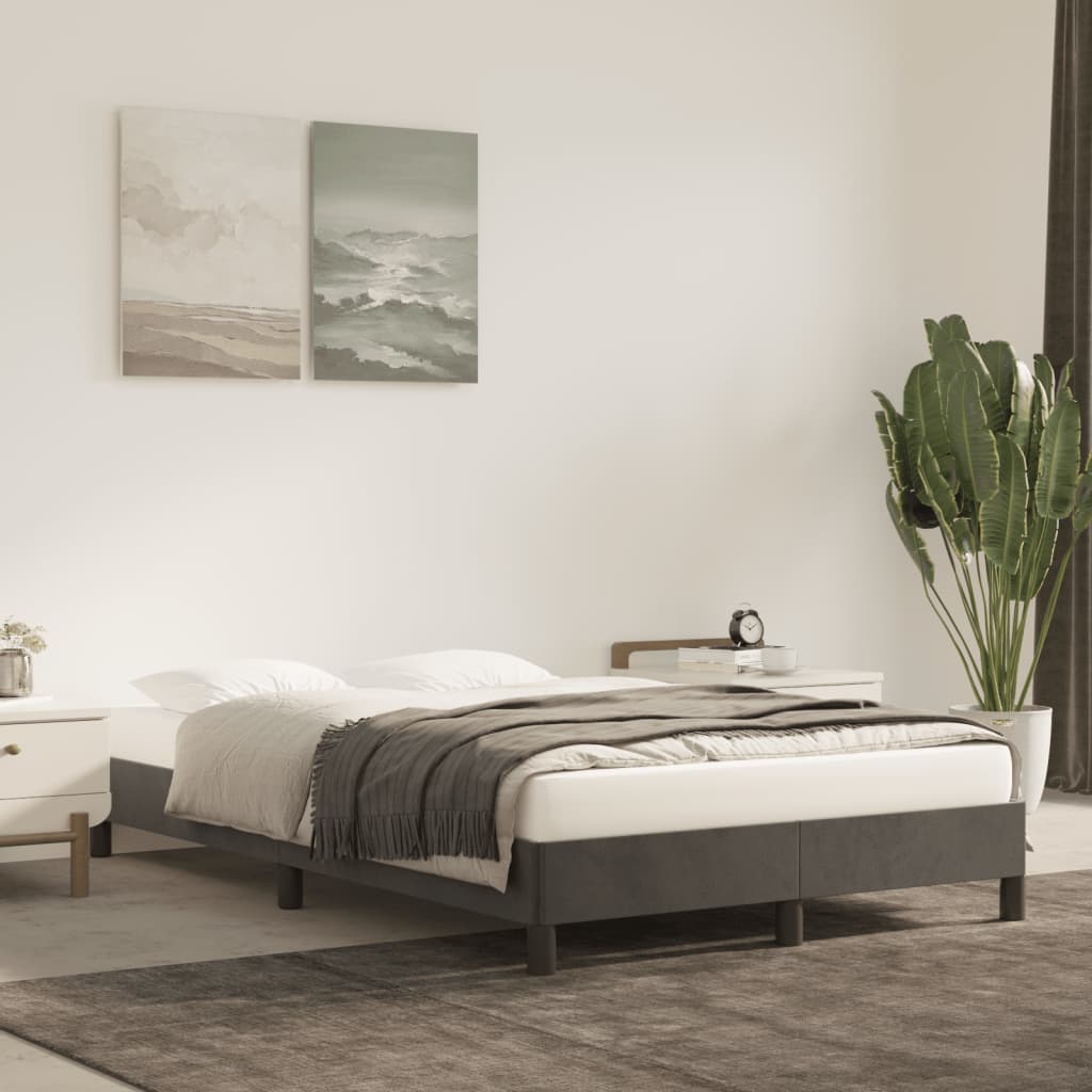 Bedframe zonder matras 120x190 cm fluweel donkergrijs is nu te koop bij PeponiXL, paradijselijk wonen!