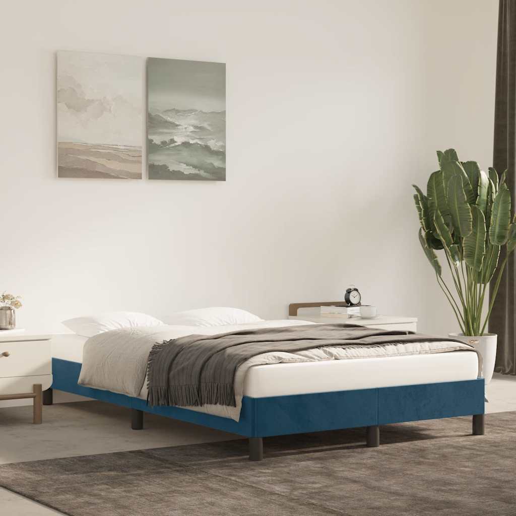 Bedframe zonder matras 120x190 cm fluweel donkerblauw is nu te koop bij PeponiXL, paradijselijk wonen!
