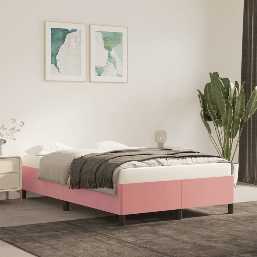 Bedframe zonder matras 120x190 cm fluweel roze is nu te koop bij PeponiXL, paradijselijk wonen!