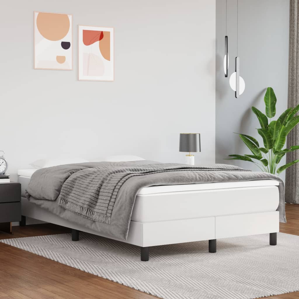 Boxspring met matras kunstleer wit 120x190 cm is nu te koop bij PeponiXL, paradijselijk wonen!