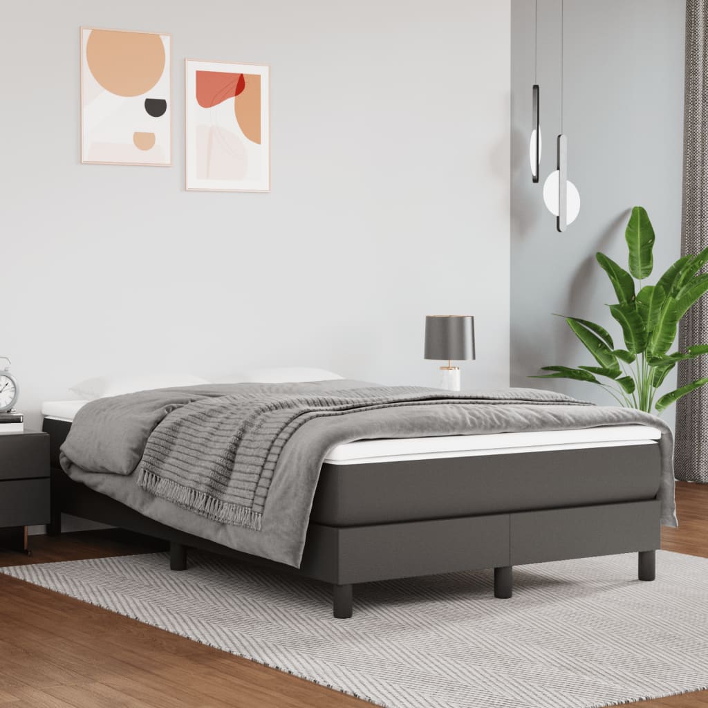 Boxspring met matras kunstleer grijs 120x190 cm is nu te koop bij PeponiXL, paradijselijk wonen!