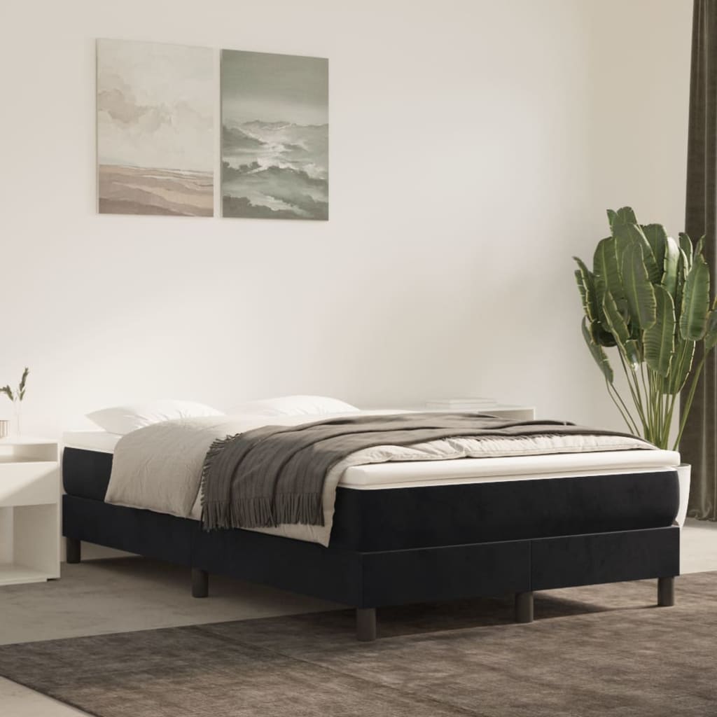 Boxspring met matras fluweel zwart 120x190 cm is nu te koop bij PeponiXL, paradijselijk wonen!