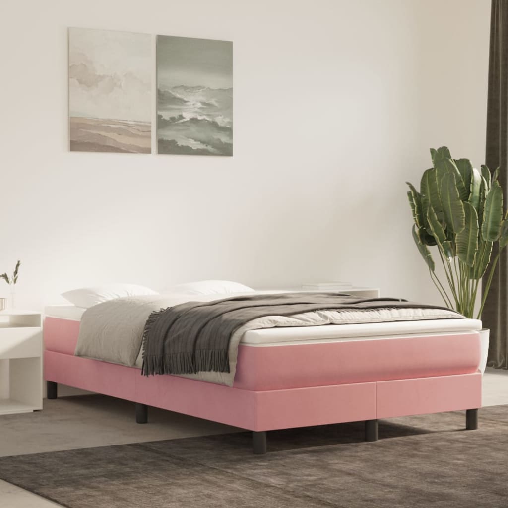 Boxspring met matras fluweel roze 120x190 cm is nu te koop bij PeponiXL, paradijselijk wonen!