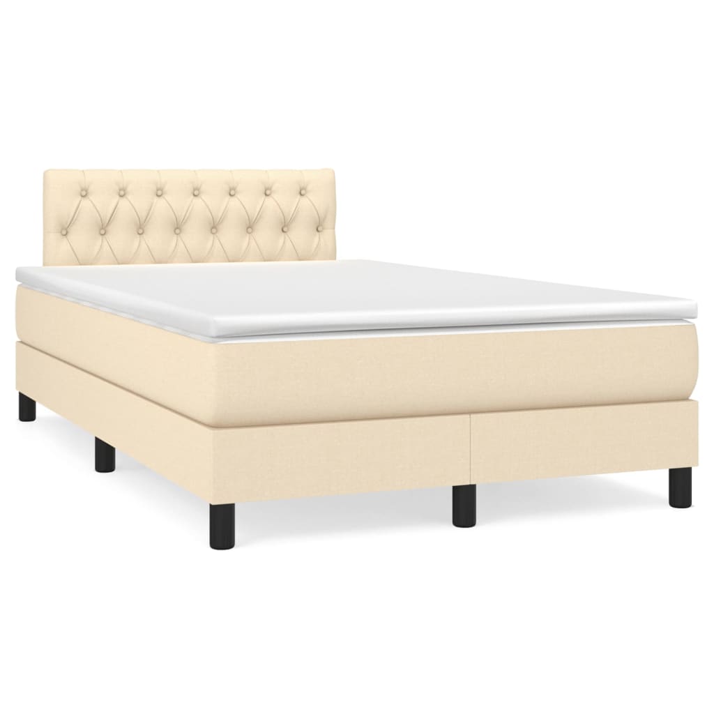 Boxspring met matras stof crèmekleurig 120x190 cm is nu te koop bij PeponiXL, paradijselijk wonen!