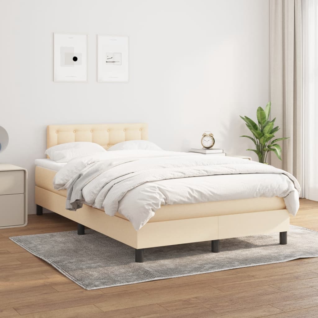 Boxspring met matras stof crèmekleurig 120x190 cm is nu te koop bij PeponiXL, paradijselijk wonen!