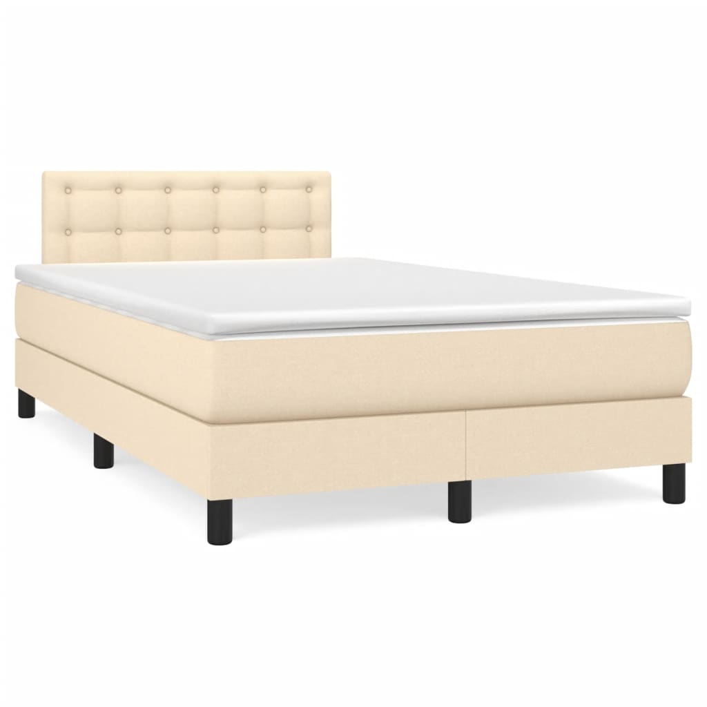Boxspring met matras stof crèmekleurig 120x190 cm is nu te koop bij PeponiXL, paradijselijk wonen!