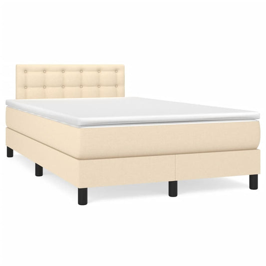 Boxspring met matras stof crèmekleurig 120x190 cm is nu te koop bij PeponiXL, paradijselijk wonen!