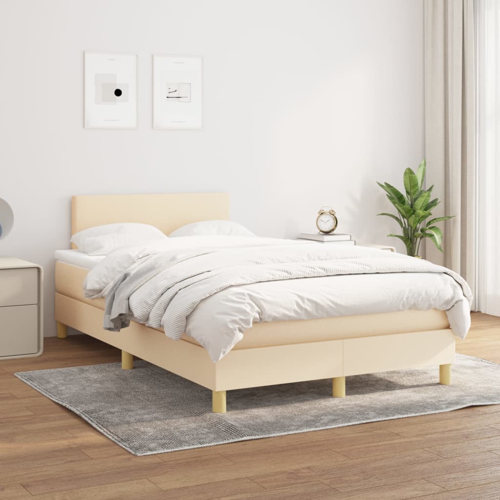 Boxspring met matras stof crèmekleurig 120x190 cm is nu te koop bij PeponiXL, paradijselijk wonen!