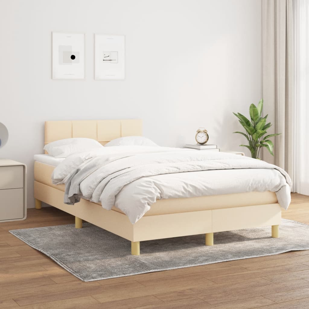 Boxspring met matras stof crèmekleurig 120x190 cm is nu te koop bij PeponiXL, paradijselijk wonen!