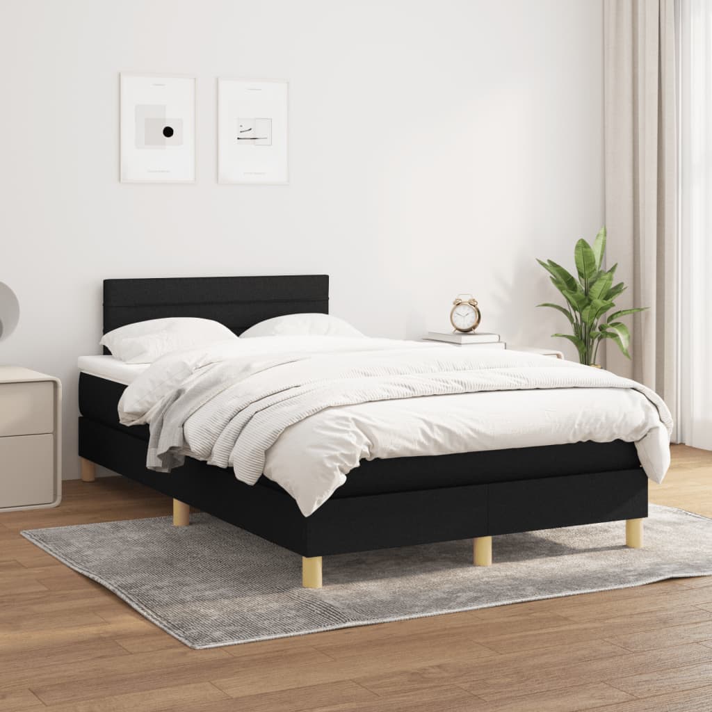 Boxspring met matras stof zwart 120x190 cm is nu te koop bij PeponiXL, paradijselijk wonen!