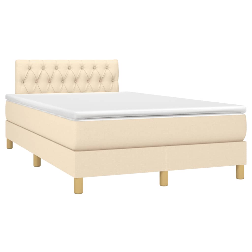 Boxspring met matras stof crèmekleurig 120x190 cm is nu te koop bij PeponiXL, paradijselijk wonen!