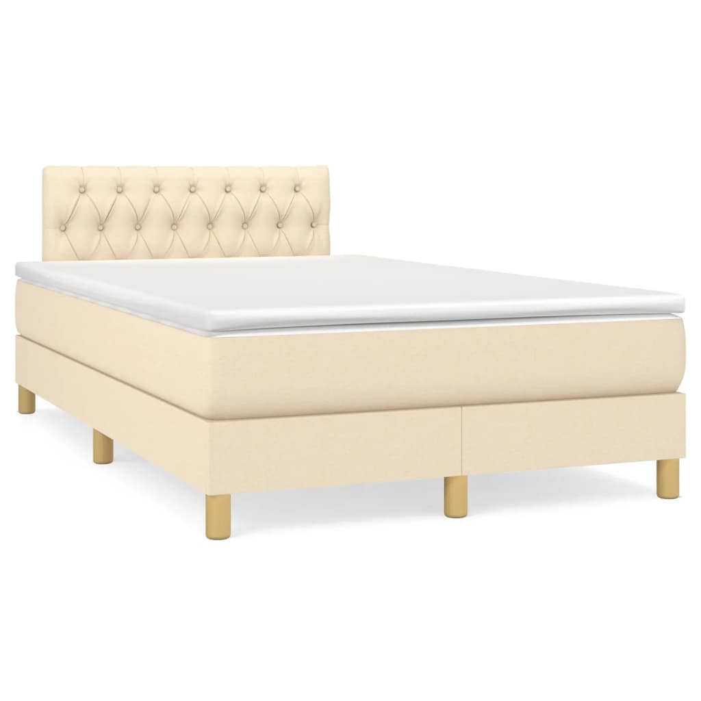 Boxspring met matras stof crèmekleurig 120x190 cm is nu te koop bij PeponiXL, paradijselijk wonen!