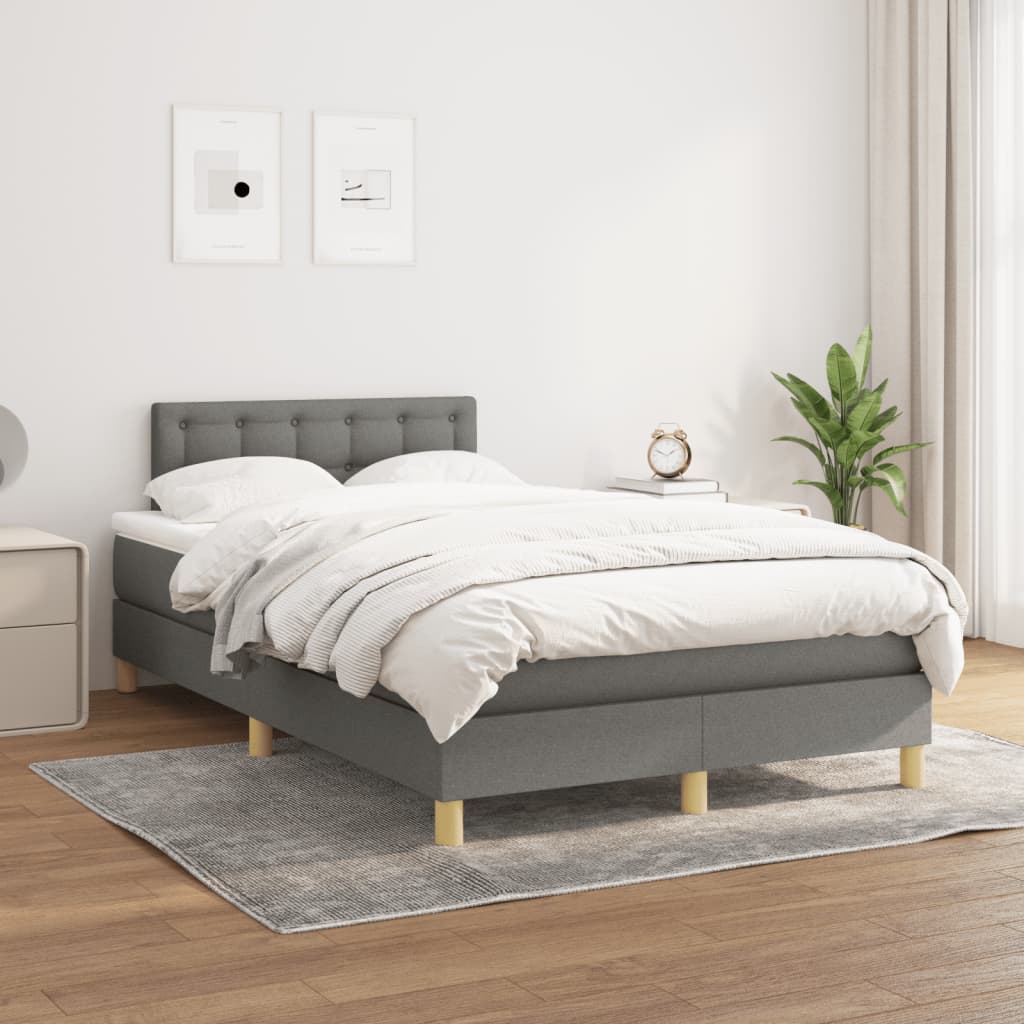 Boxspring met matras stof donkergrijs 120x190 cm is nu te koop bij PeponiXL, paradijselijk wonen!