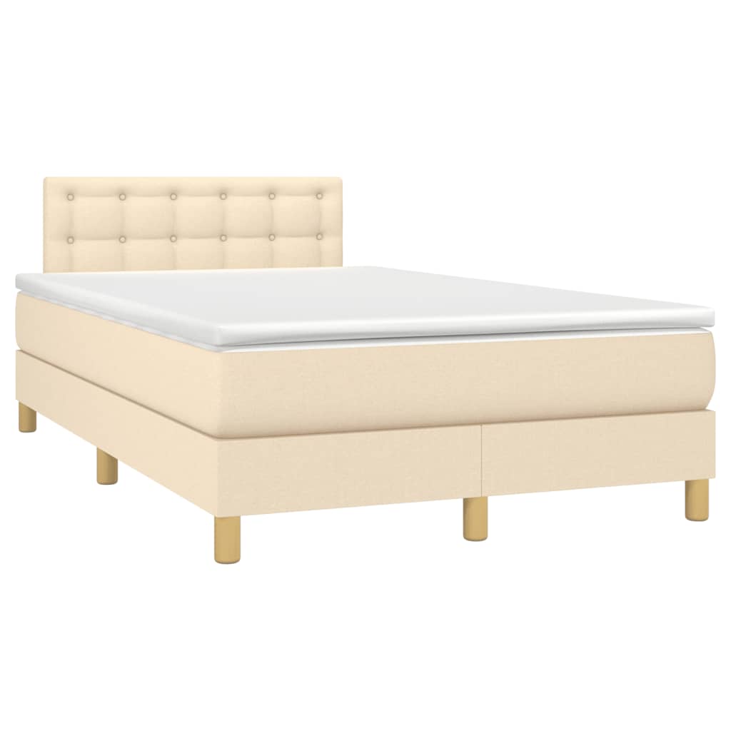 Boxspring met matras stof crèmekleurig 120x190 cm is nu te koop bij PeponiXL, paradijselijk wonen!