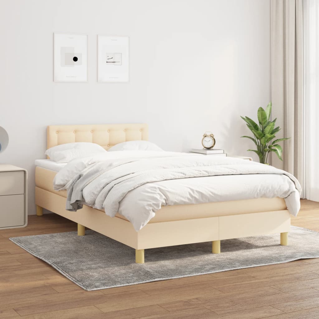 Boxspring met matras stof crèmekleurig 120x190 cm is nu te koop bij PeponiXL, paradijselijk wonen!
