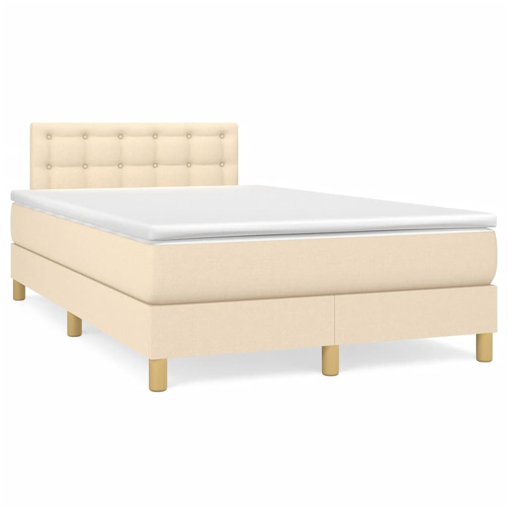 Boxspring met matras stof crèmekleurig 120x190 cm is nu te koop bij PeponiXL, paradijselijk wonen!