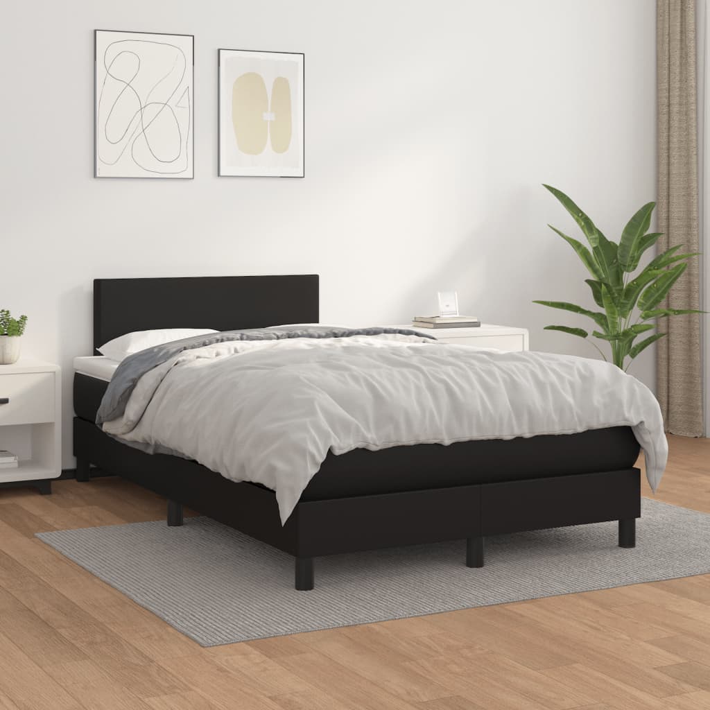 Boxspring met matras kunstleer zwart 120x190 cm is nu te koop bij PeponiXL, paradijselijk wonen!