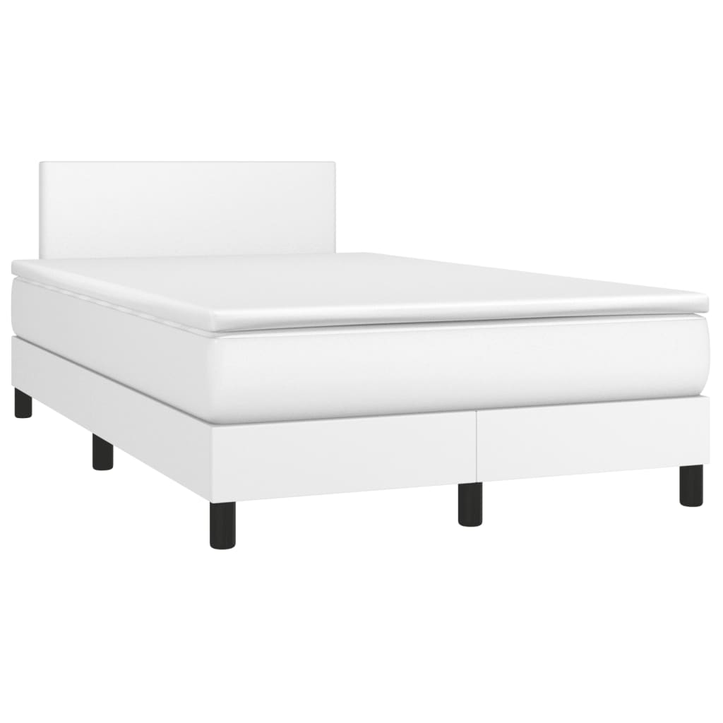 Boxspring met matras kunstleer wit 120x190 cm is nu te koop bij PeponiXL, paradijselijk wonen!