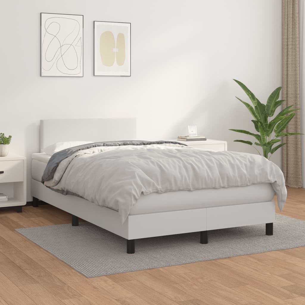 Boxspring met matras kunstleer wit 120x190 cm is nu te koop bij PeponiXL, paradijselijk wonen!