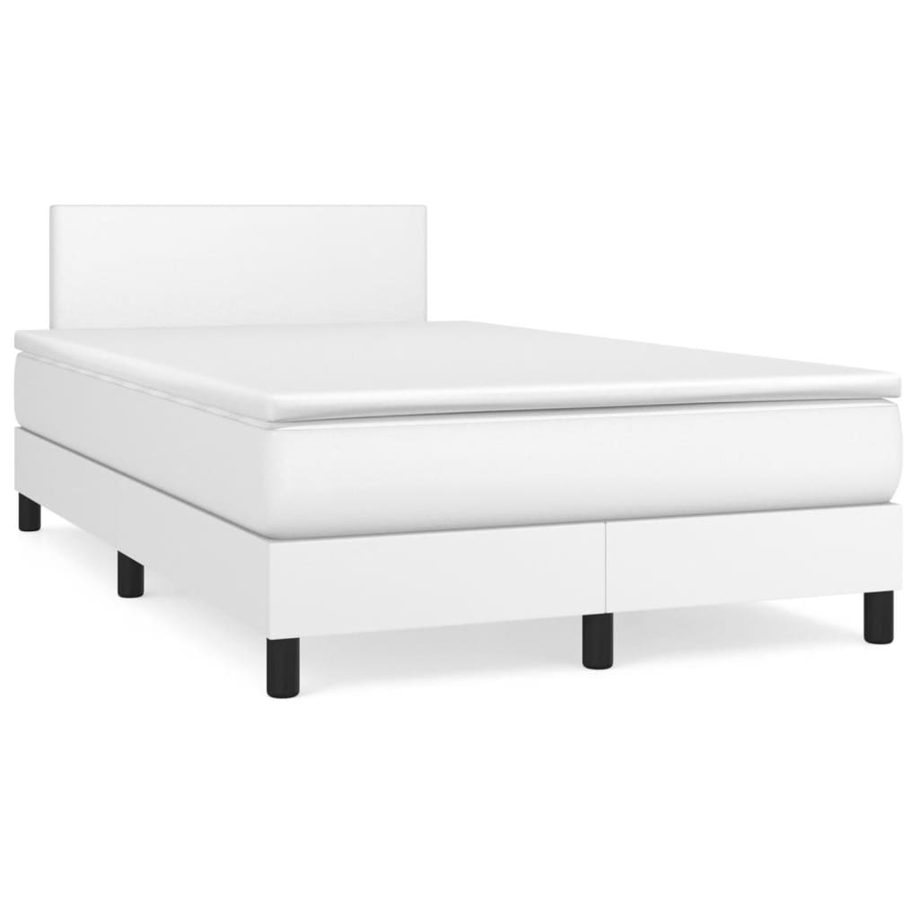 Boxspring met matras kunstleer wit 120x190 cm is nu te koop bij PeponiXL, paradijselijk wonen!