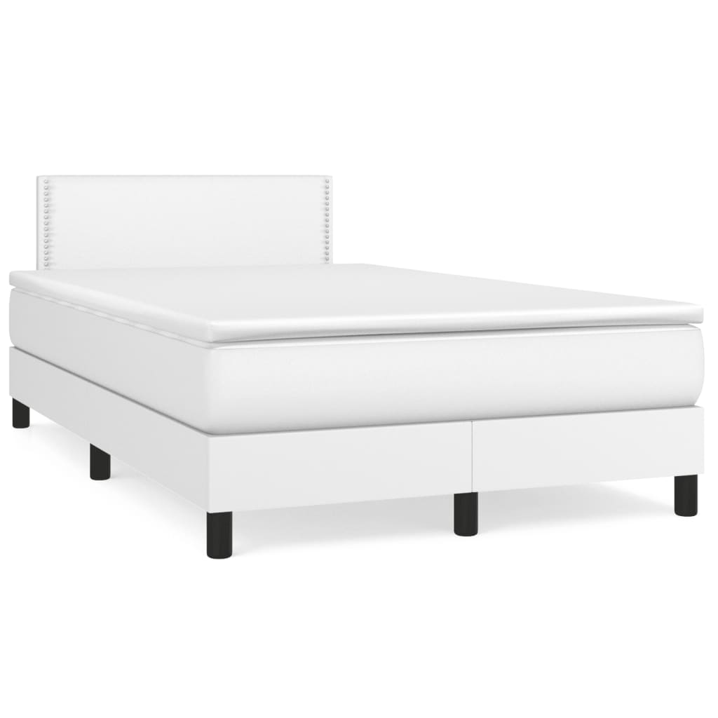 Boxspring met matras kunstleer wit 120x190 cm is nu te koop bij PeponiXL, paradijselijk wonen!