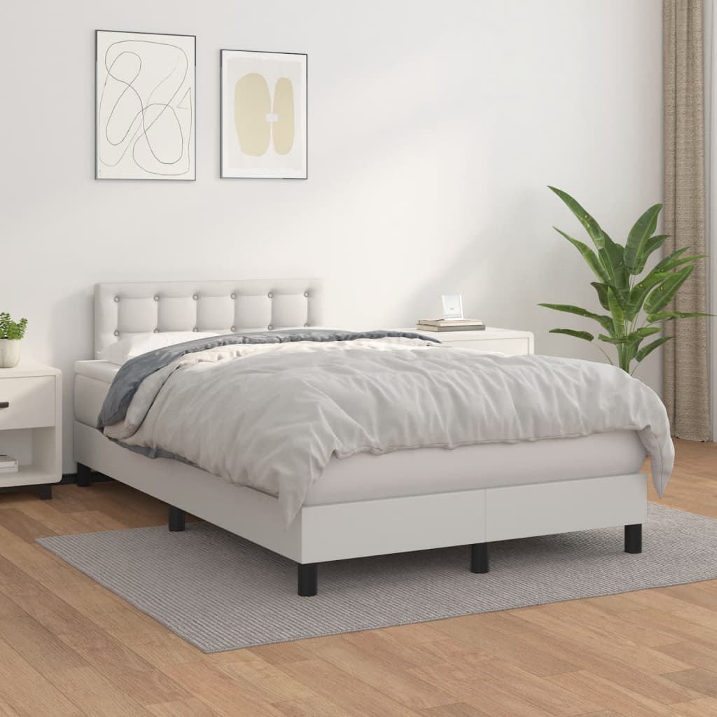 Boxspring met matras kunstleer wit 120x190 cm is nu te koop bij PeponiXL, paradijselijk wonen!