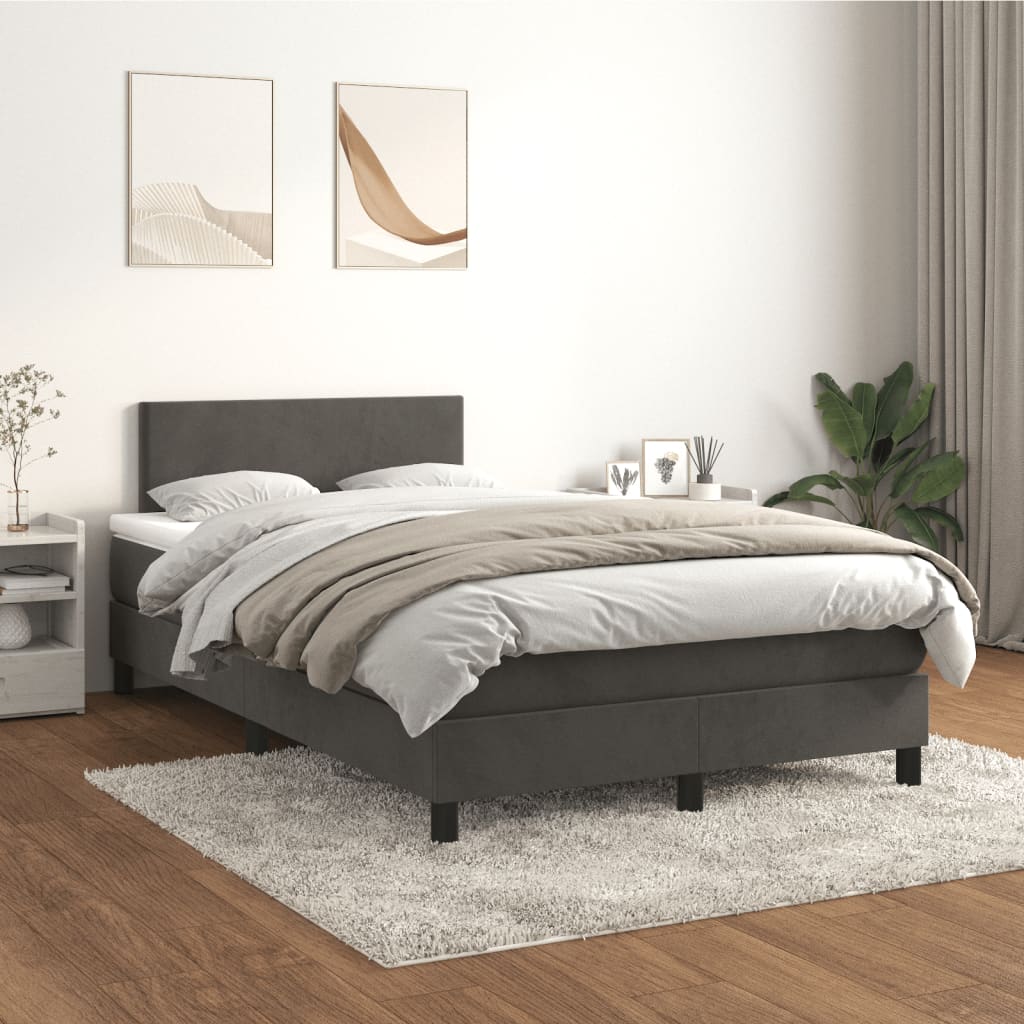 Boxspring met matras fluweel donkergrijs 120x190 cm is nu te koop bij PeponiXL, paradijselijk wonen!