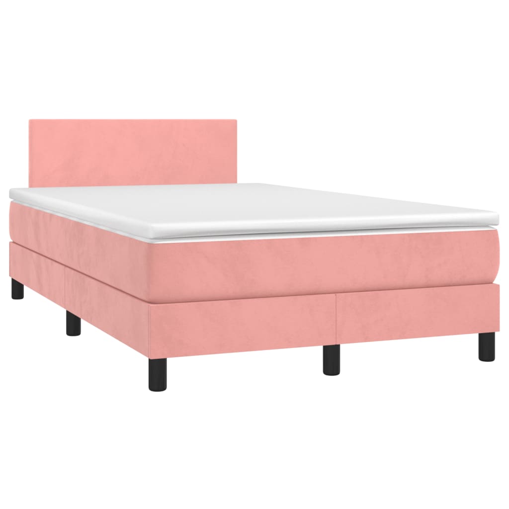 Boxspring met matras fluweel roze 120x190 cm is nu te koop bij PeponiXL, paradijselijk wonen!